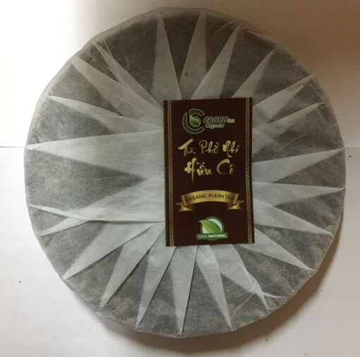 Trà Phổ Nhĩ hữu cơ bánh 350g (trà sống) - Cao Bo Organic Tea