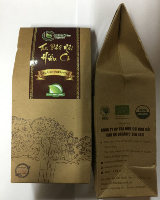 Trà Phổ Nhĩ hữu cơ túi giấy 100g - Cao Bo Organic Tea